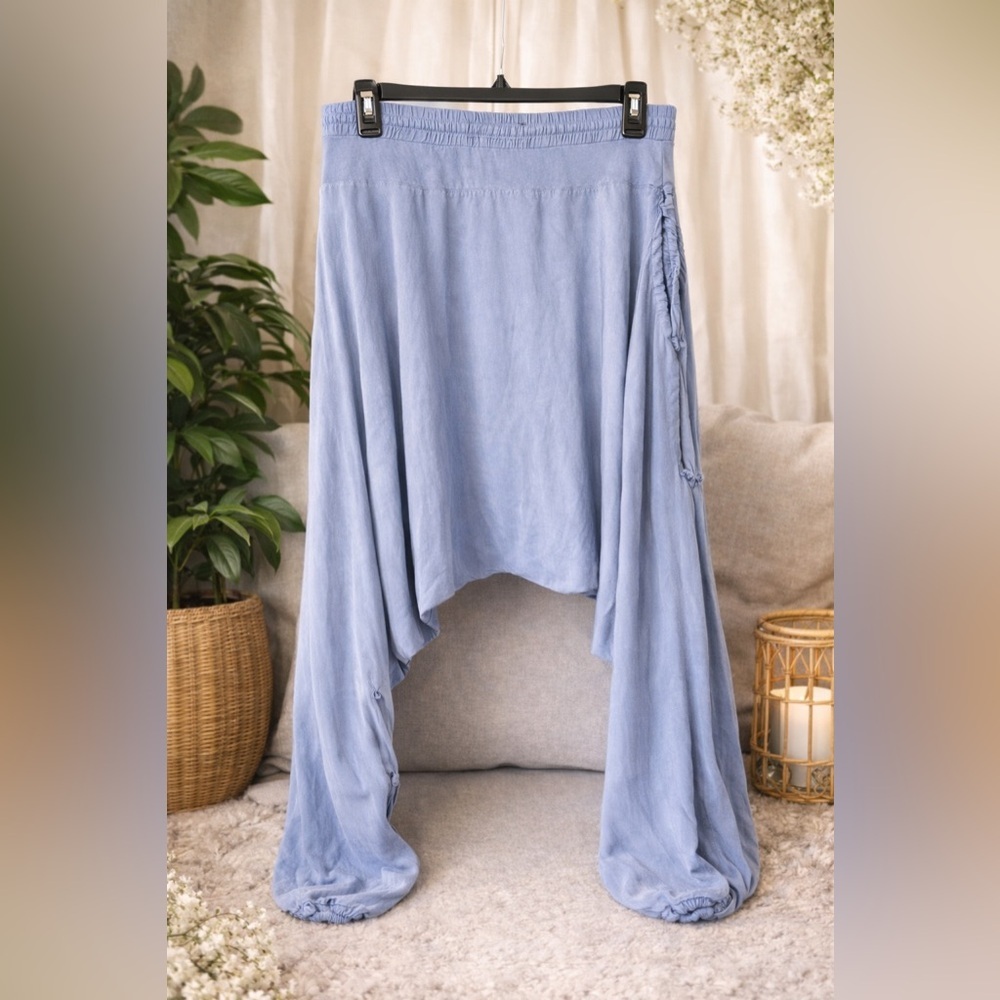Buddha Pants Savannah Summer Blue Grey Harem Drop Crotch Yoga Boho %100 Cotton S - Picture 2 of 3